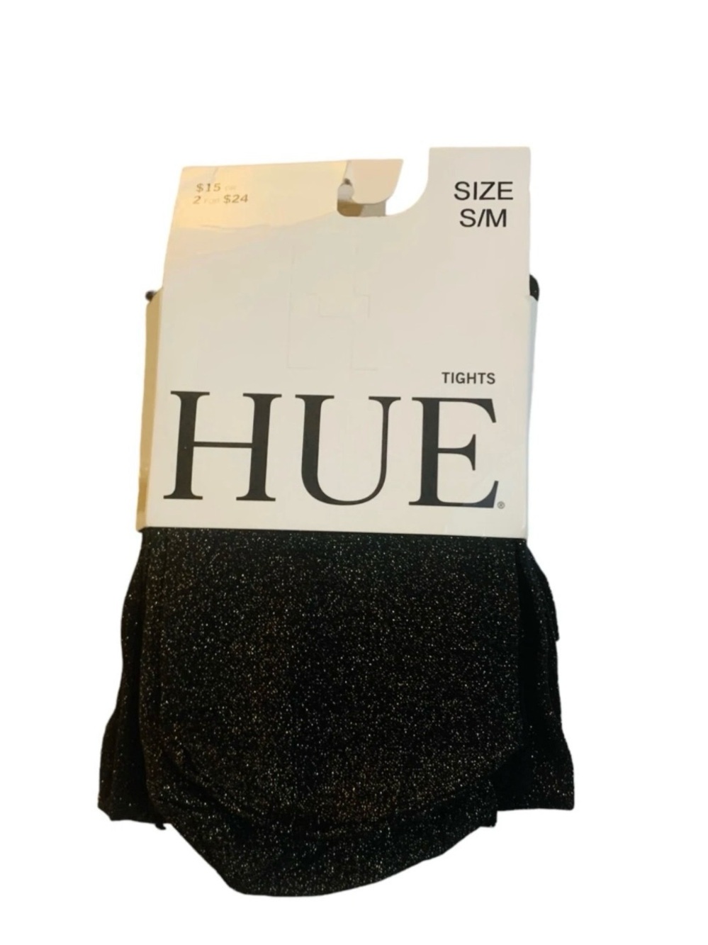 HUE Tights Metallic Tights - Black w/Gold Size: S/M 5'3" - 6'0" 120-170 lbs. USA